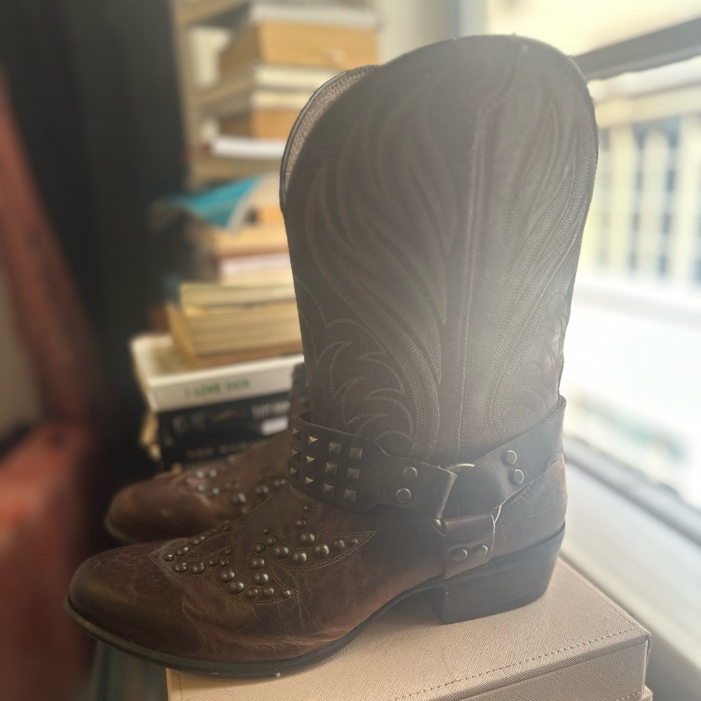 Ariat Brown Studded Leather Cowboy Western Boots